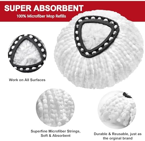 3-Piece Mop Heads Microfiber Easy to Use