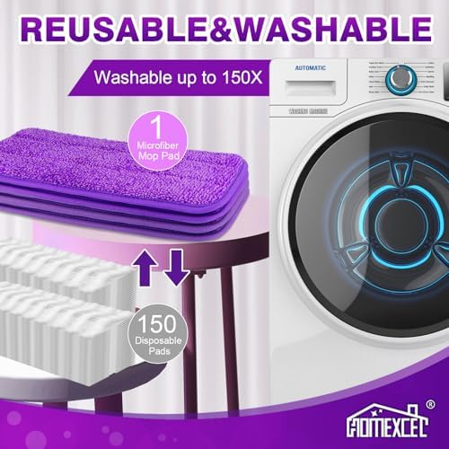 HOMEXCEL Reusable Microfiber Mop Pads 8 Pack