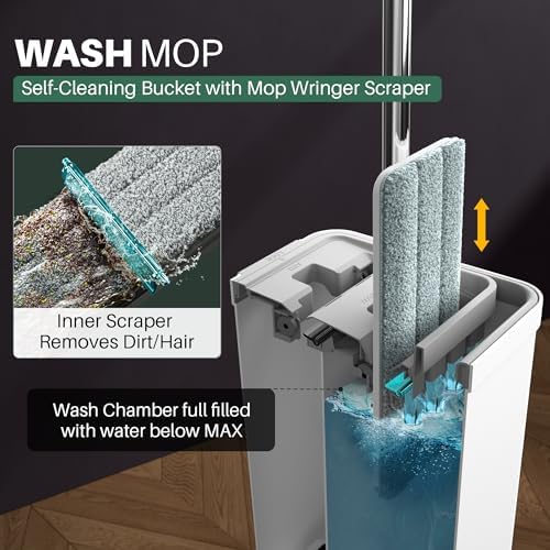 JOYMOOP Mop and Bucket with Wringer Set White