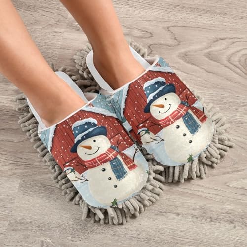 White Christmas Running Bear Mop Slippers