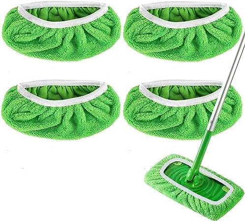 Yicotira Reusable Microfiber Mop Pads 4 Pack for Swiffer Sweeper