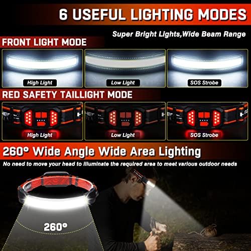 bright 1500 lumens headlamp with taillight waterproof camping accessory