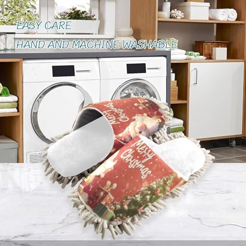 White Christmas Santa Trees Mop Slippers Clean Office Soft Absorbent Mops