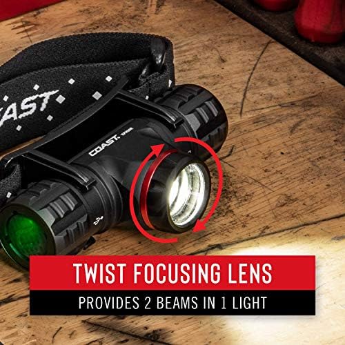 Coast HL8R Rechargeable Pure Beam Focusing Headlamp 800 Lumens Long-Lastingadjustable Beam