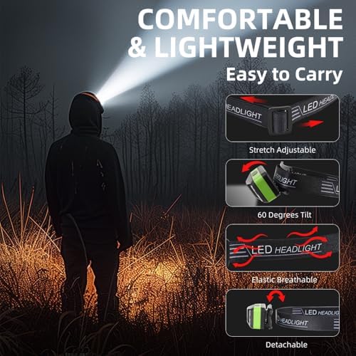 Hilngav Rechargeable Headlamp 3-Pack White Red Outdoor