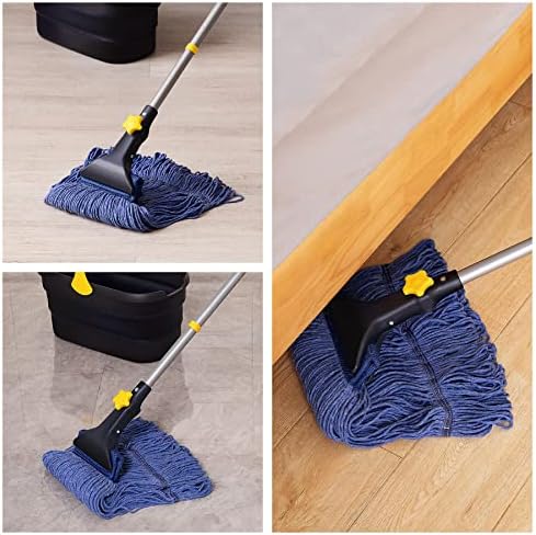 Yocada Looped-End String Wet Mop Heavy-Duty Telescoping Replacement Heads Included
