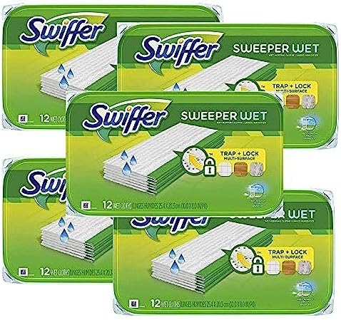 Swiffer Wet Mopping Pad Refills 12 Count 5 Pack