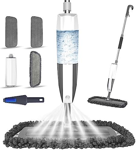 Microfiber Wet Mop with 3 Washable Pads and Refillable Bottle