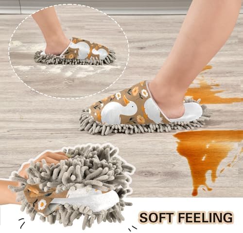 RunningBear White Ducks Mop Slippers for Easy Floor Cleaning