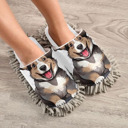 RunningBear White Corgi Mop Slippers