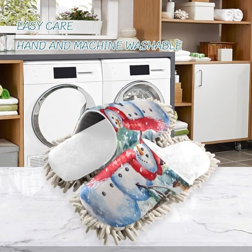 White Christmas Snowman Mop Slippers for Home
