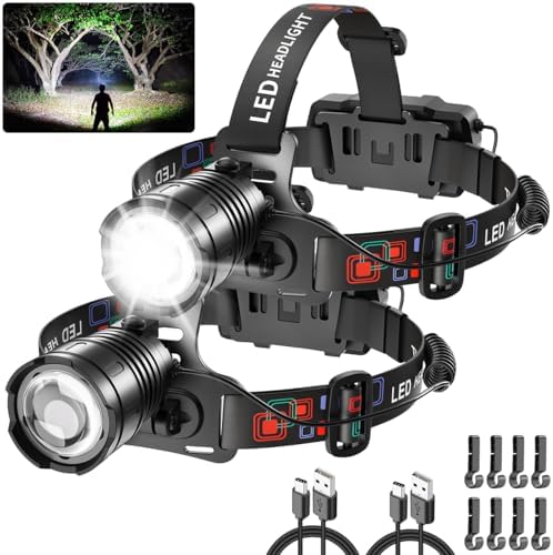 Rechargeable LED Headlamp 2-Pack for Adults