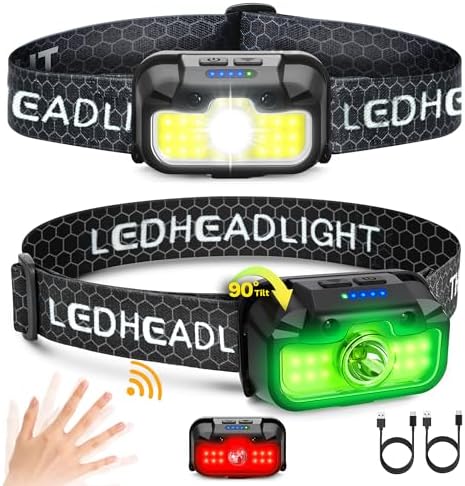 Favorlite Headlamp Rechargeable 2-Pack 1300 Lumen White