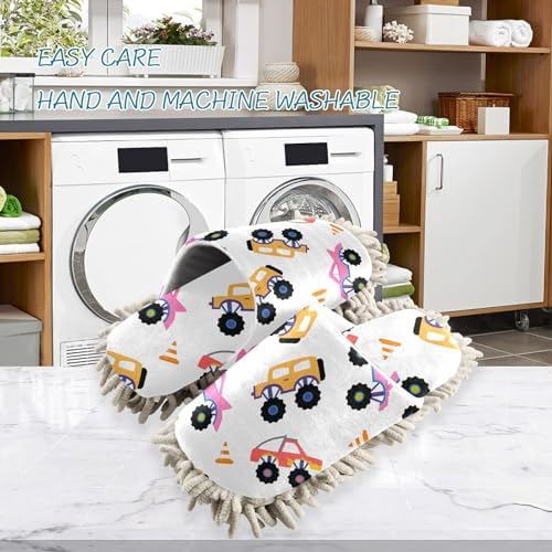 Kigai Microfiber Slippers Cartoon Trucks forLOOR Fun