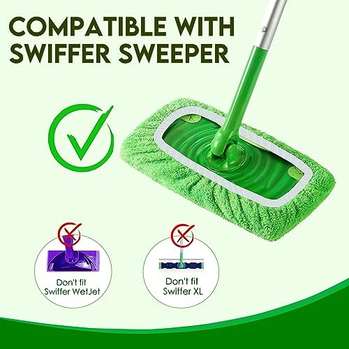 Yicotira Reusable Microfiber Mop Pads 4 Pack for Swiffer Sweeper