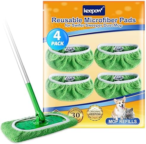 KEEPOW Reusable Wet Pads Refills Compatible with Swiffer Sweeper Mop