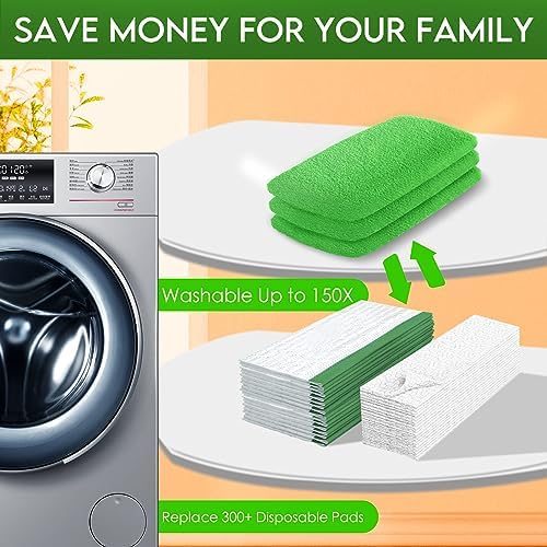 Yicotira Reusable Microfiber Mop Pads 4 Pack for Swiffer Sweeper