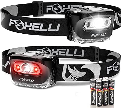 Foxelli - LED Headlamp Flashlight 165ft Beam waterproof durable