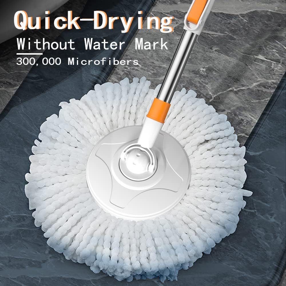 Sunki Spin Mop Bucket with 61 Handle and 5 Replacement Heads