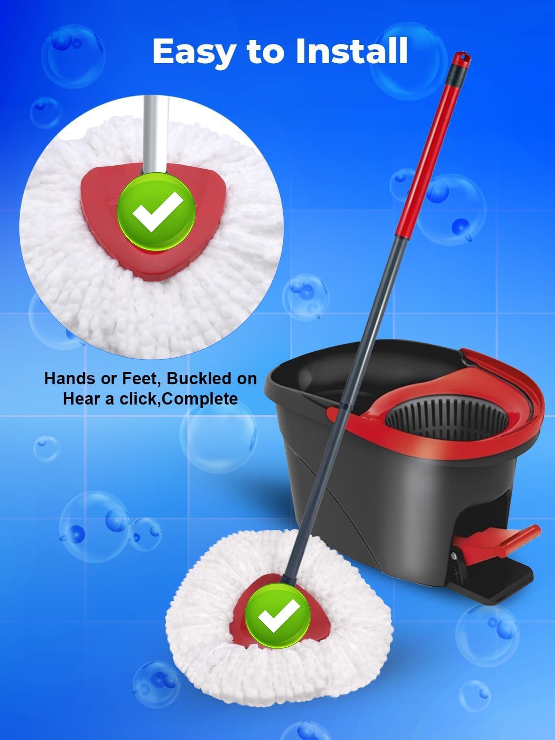 Bublador 4-Piece Set Compatible Mop Head with EasyWring Mop System