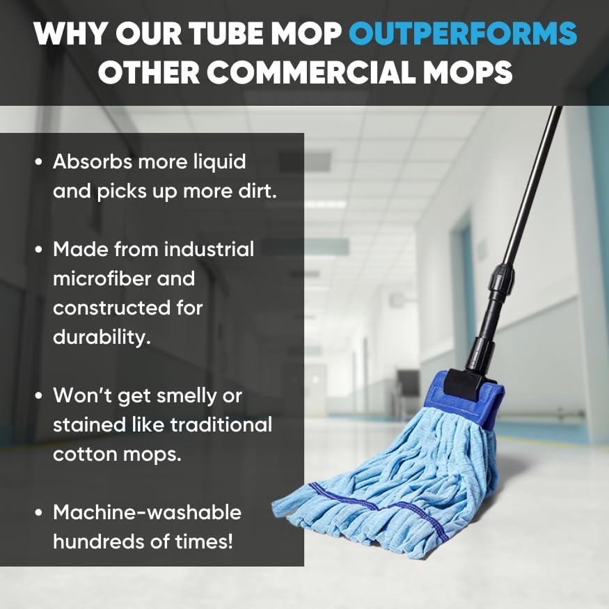 Commercial Microfiber Mop Head Replacement - 1 Pack Blue Large