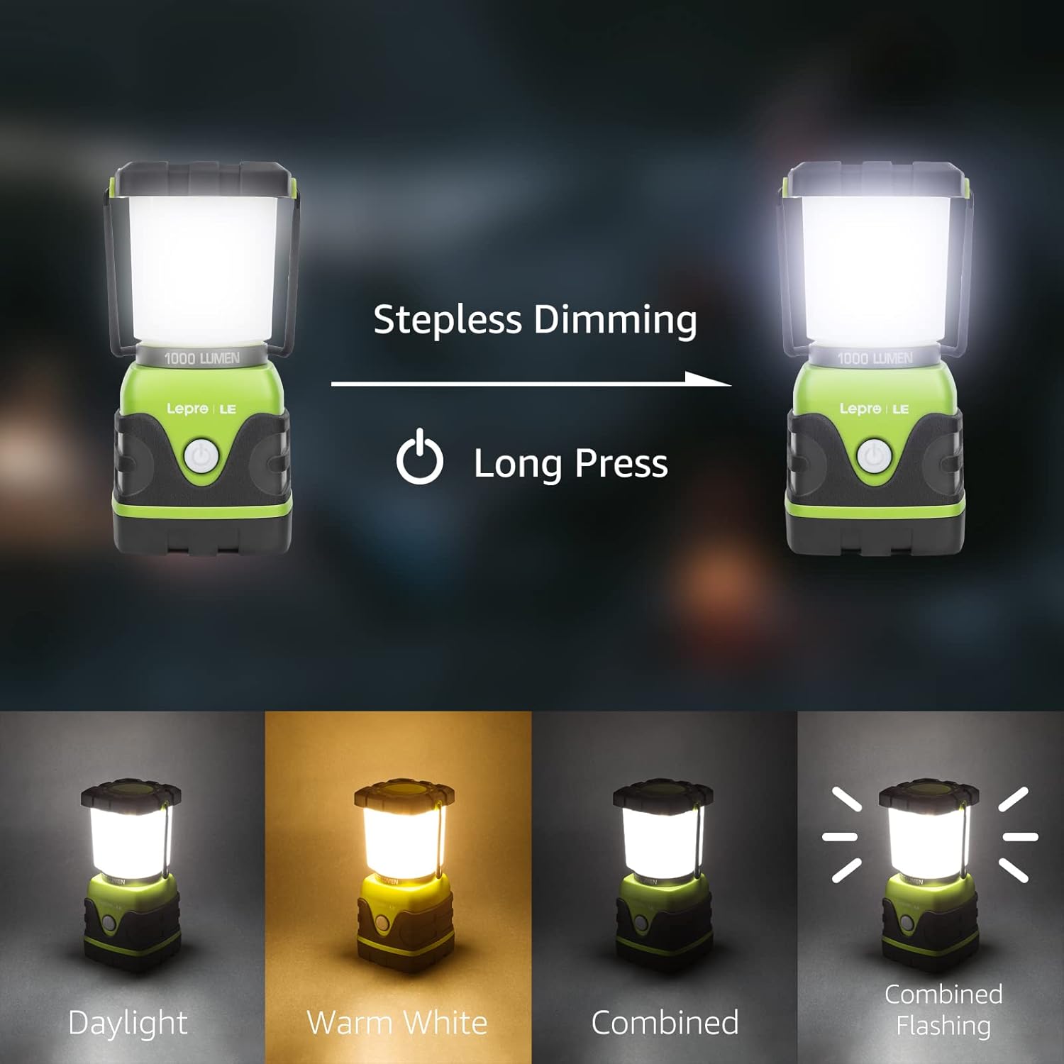 1000LM LED Camping Lantern with 4 Modes Waterproof Bright