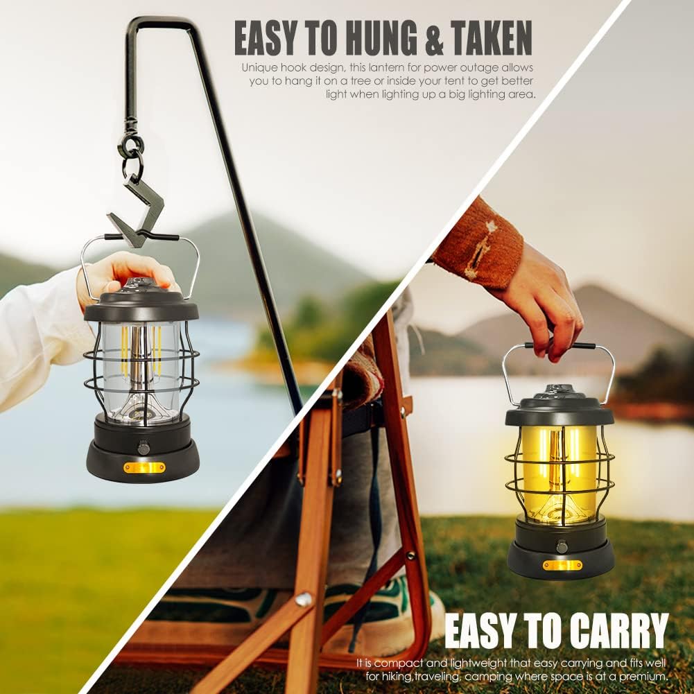 Electric Camping Lantern 1500LM Rechargeable 2 Modes Portable