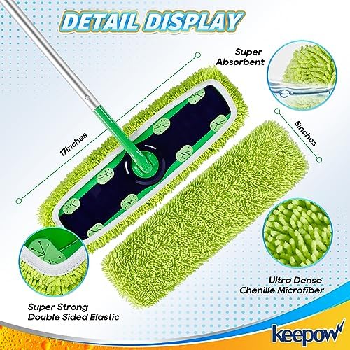 KEEPOW Reusable XL Mop Pads for Swiffer XL Sweeper