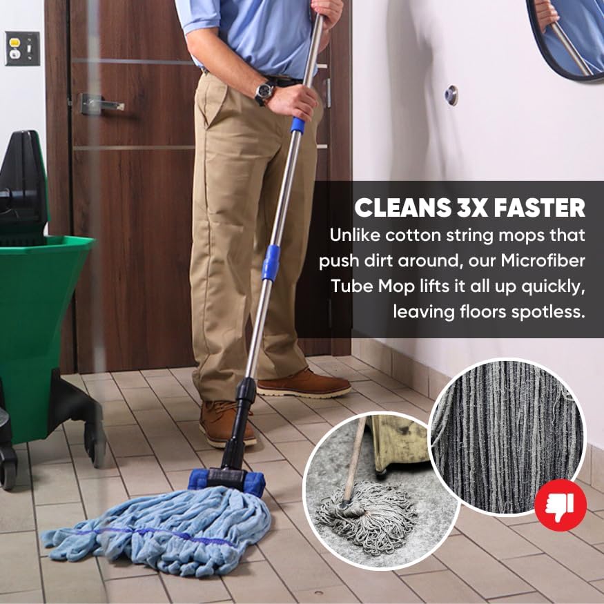 Commercial Microfiber Mop Head Replacement - 1 Pack Blue Large