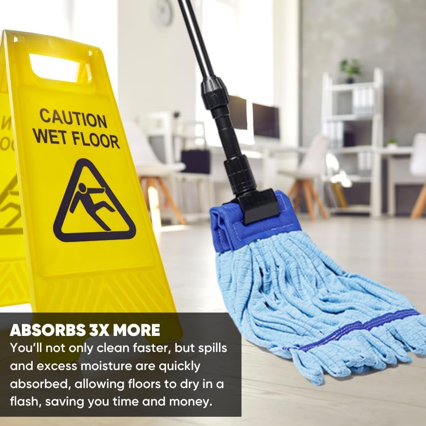 Commercial Microfiber Mop Head Replacement - 1 Pack Blue Large