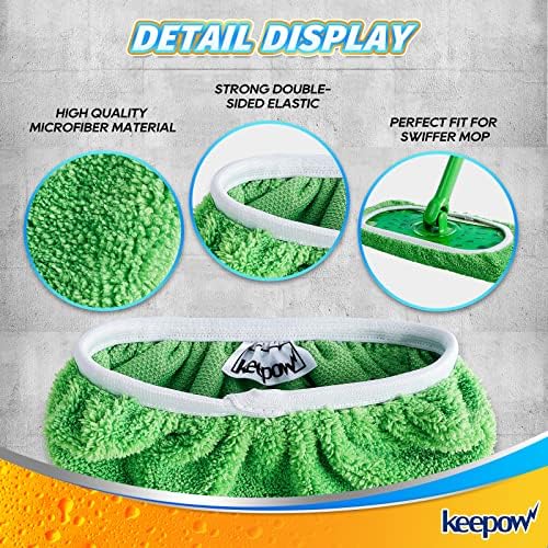 KEEPOW Reusable Wet Pads Refills Compatible with Swiffer Sweeper Mop
