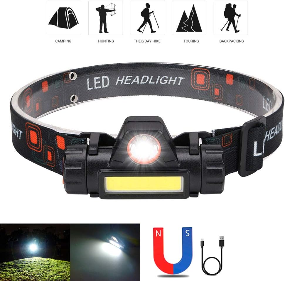 2 Pack Rechargeable Headlight with 2000 Lumens - Adjustable Waterproof Hands-Free