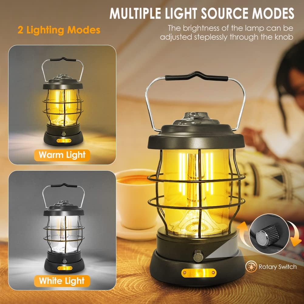 Electric Camping Lantern 1500LM Rechargeable 2 Modes Portable