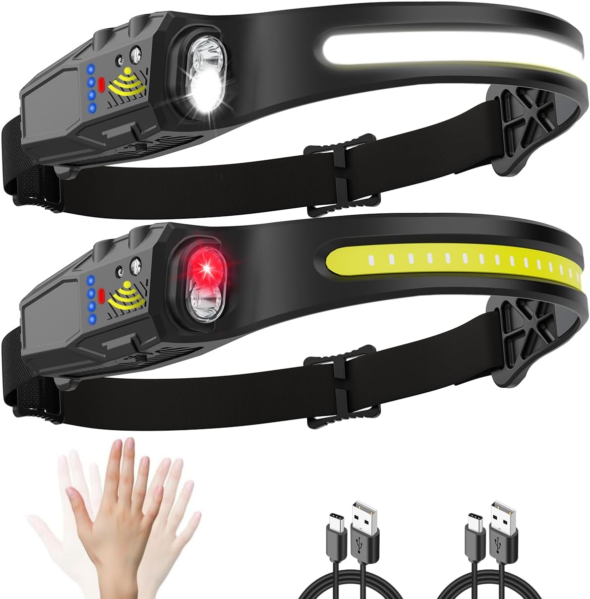 Secure Bright Headlamp 2-Pack 230 LED Rechargeable Headlight Daily Use