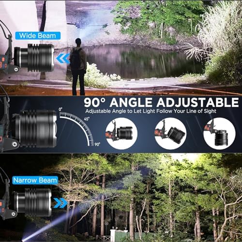 Bright Waterproof Rechargeable Headlamp Set for Camping Hiking