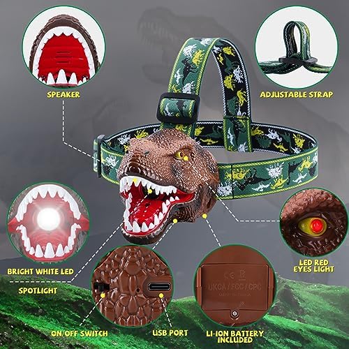 Dinosaur Headlamp for Kids