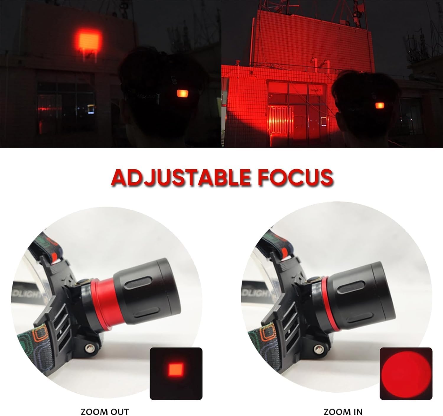 XLENTGEN Red Light Hunting Headlamp - Rechargeable Red LED 3 Modes