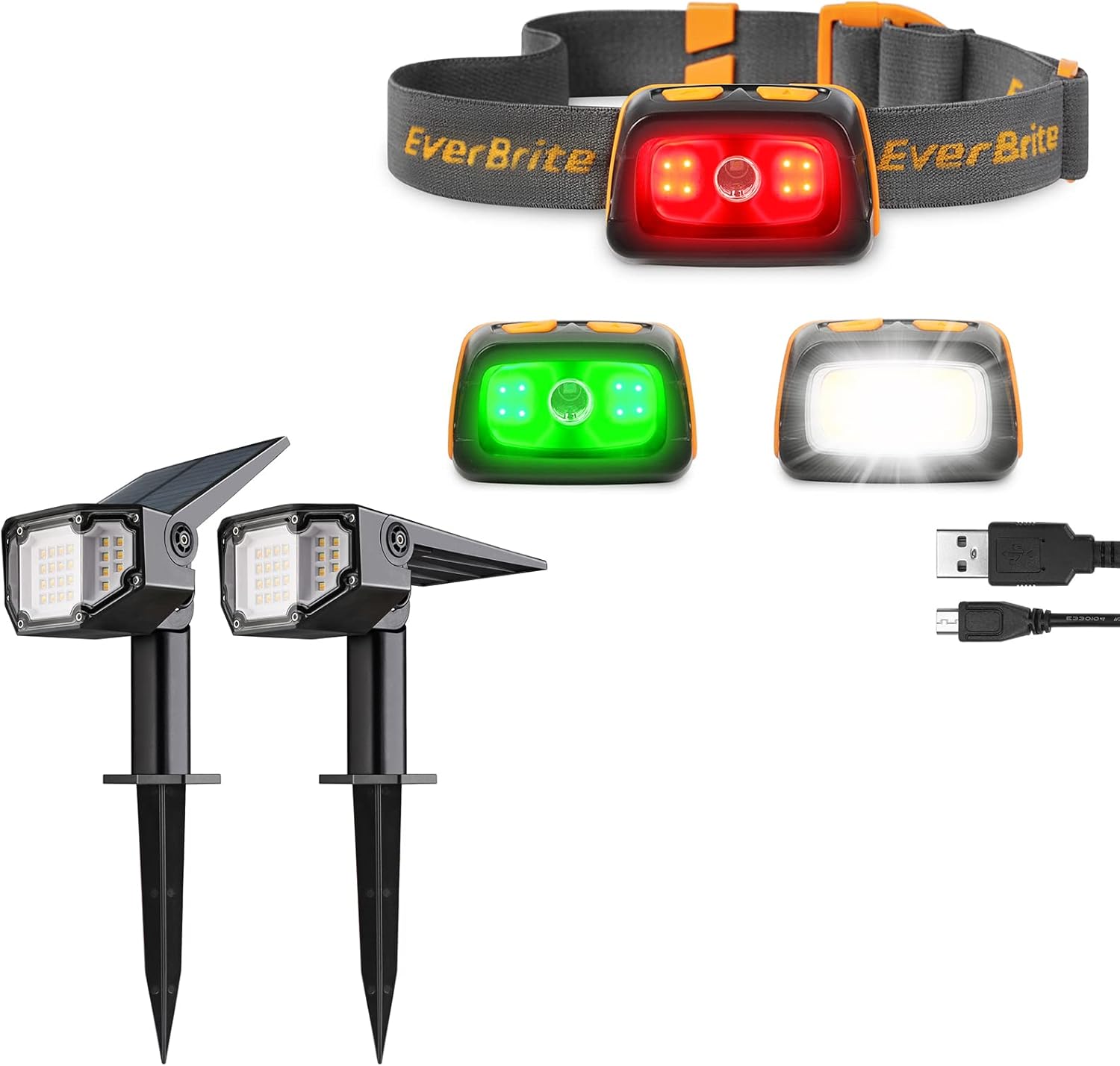 EverBrite Dual-Light Solar Headlamp for Camping Hiking