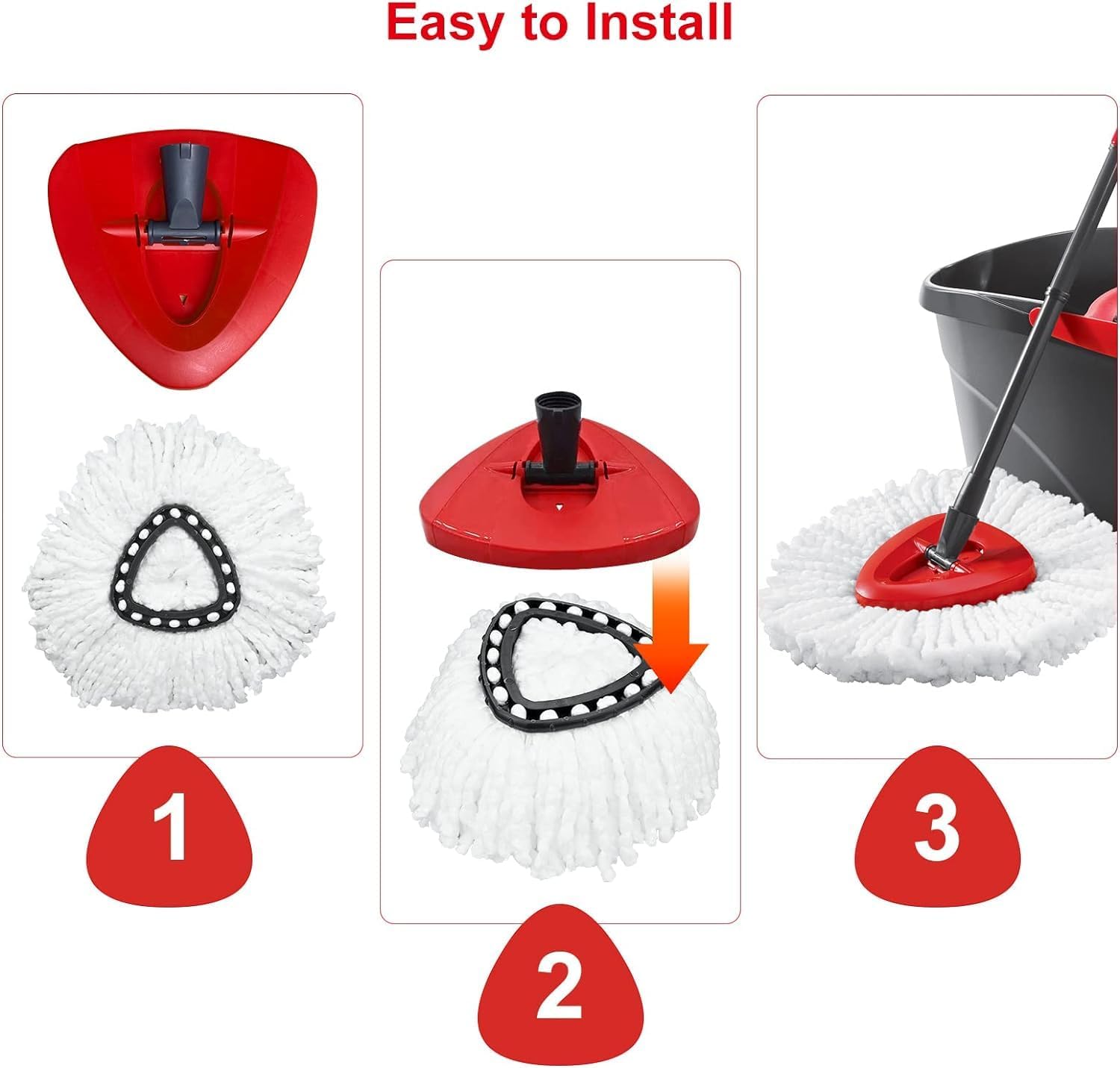 High-Quality Spin Mop Head - EasyWring Mop Refills Compatible with Triangle Spin Mop
