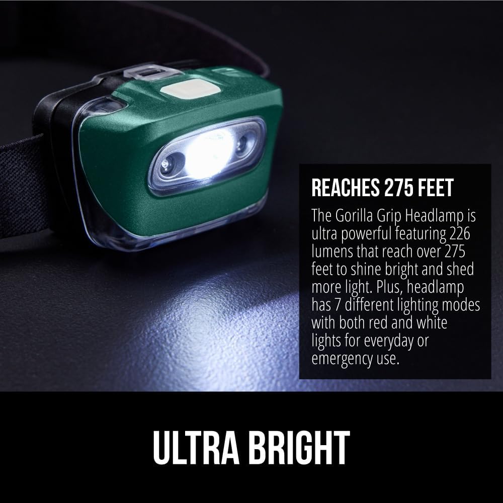 Gorilla Grip Ultra Bright LED Headlamp