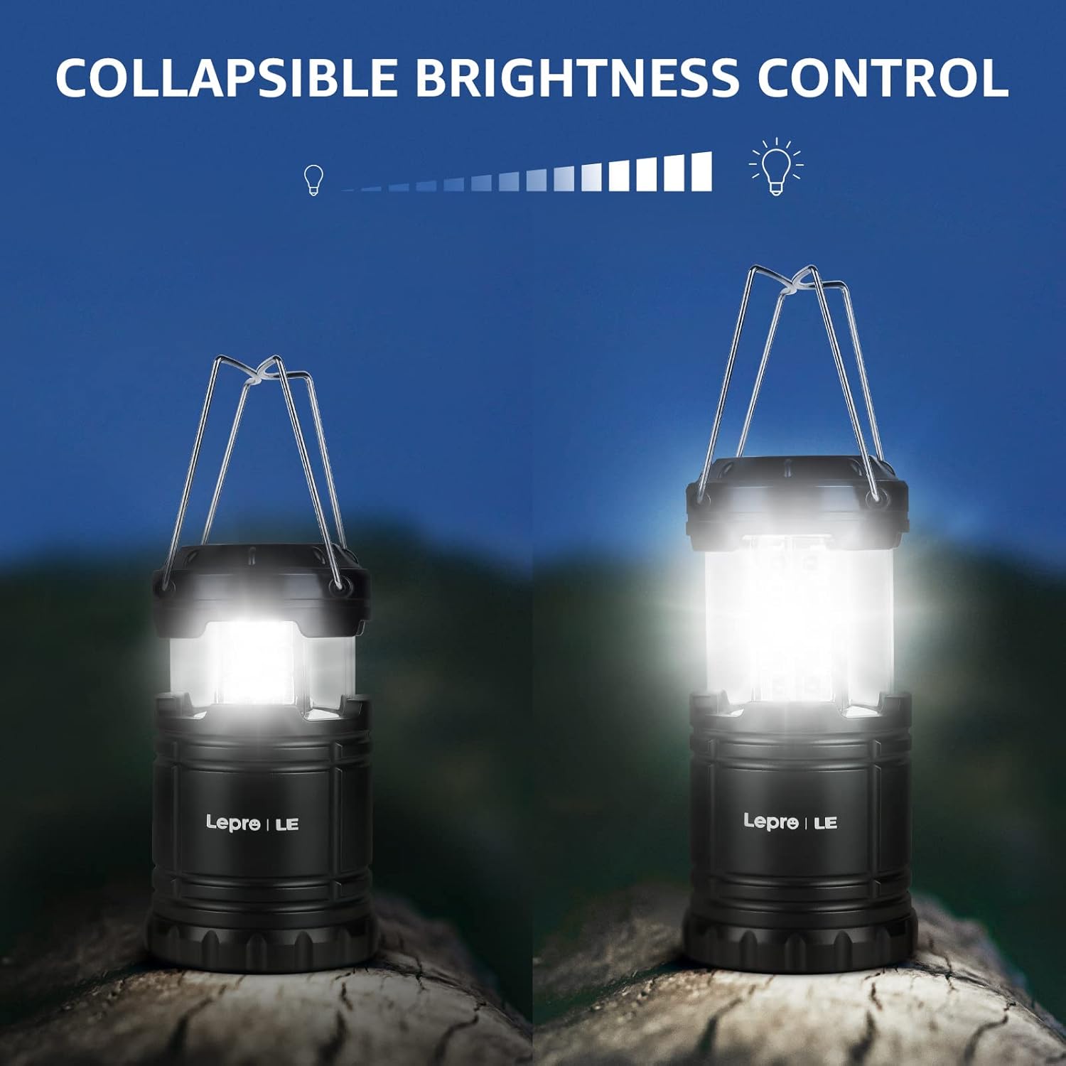 Lepro Bundle - 4 LED Camping Lanterns and Headlamp with Motion Sensor