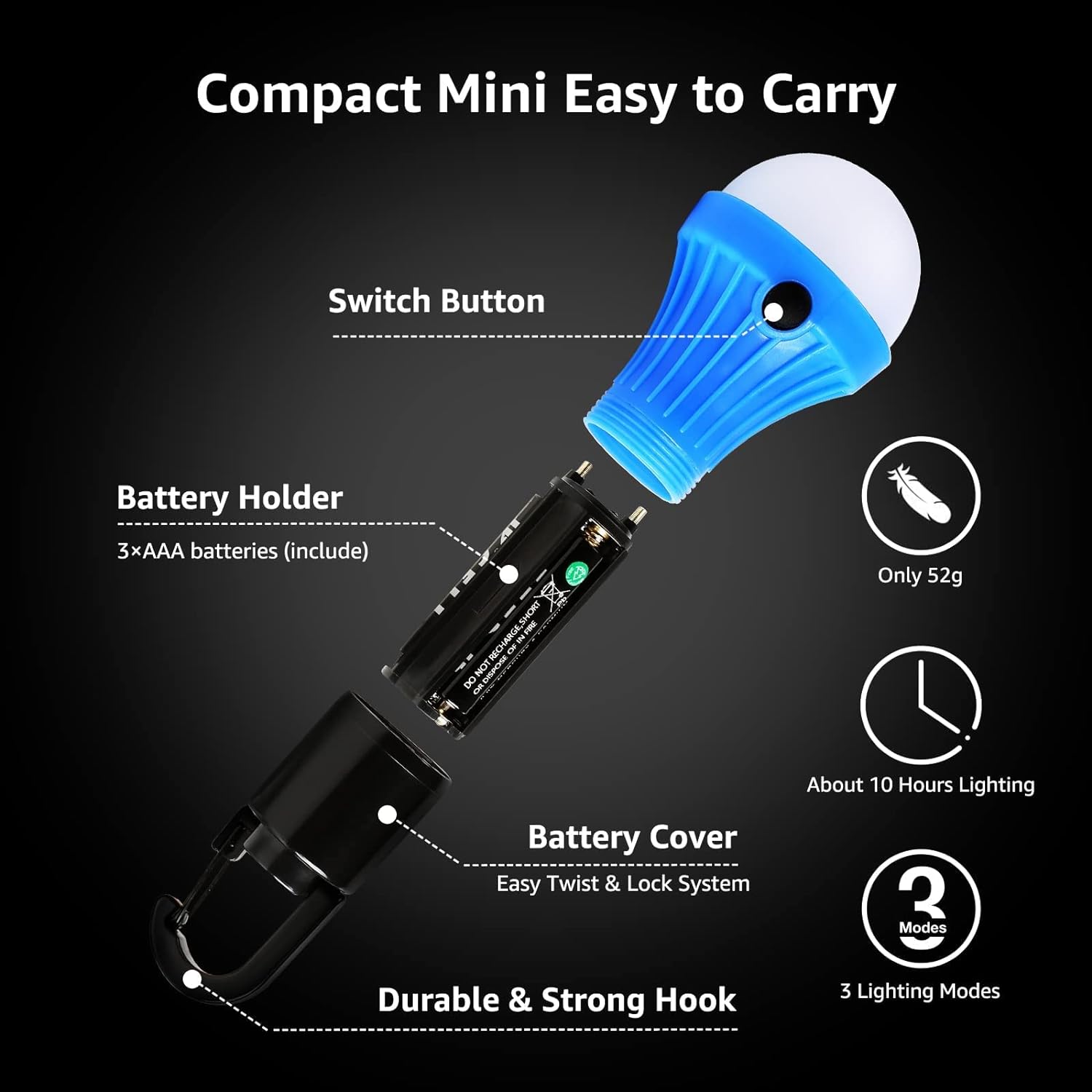 -central Lepro LED Camping Lantern - Bright Portable for Hiking