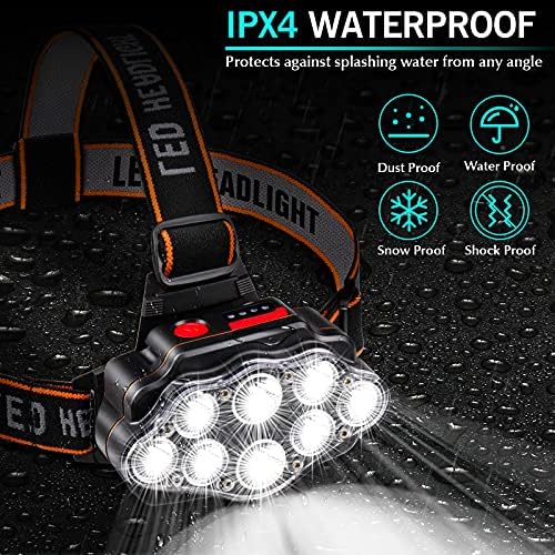 DAWINSIE 8 LED Rechargeable Headlamp Waterproof 4 Lighting Modes Adjustable Hiking-friendly