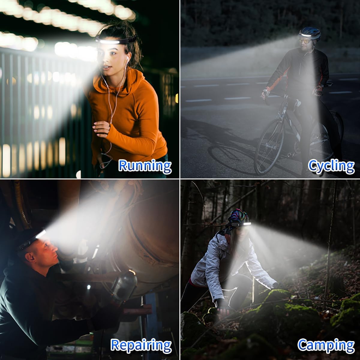 Secure Bright Headlamp 2-Pack 230 LED Rechargeable Headlight Daily Use