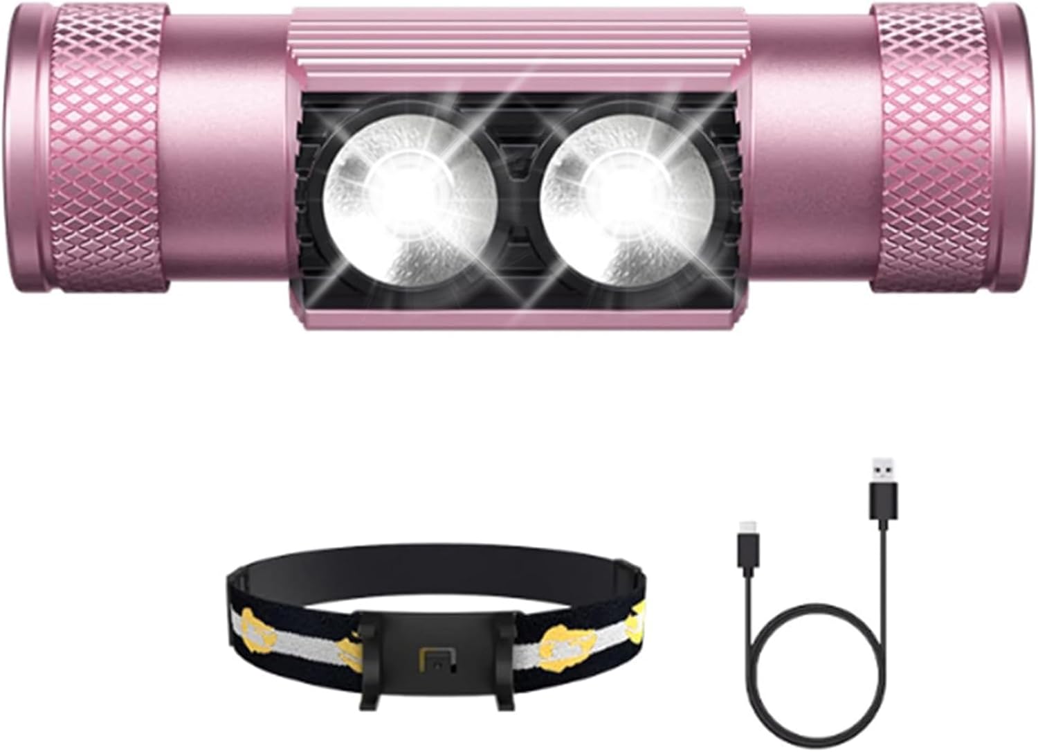 Weenaskeeper 1200 Lumens Headlamp Rechargeable Adjustable Water-Resistant Pink