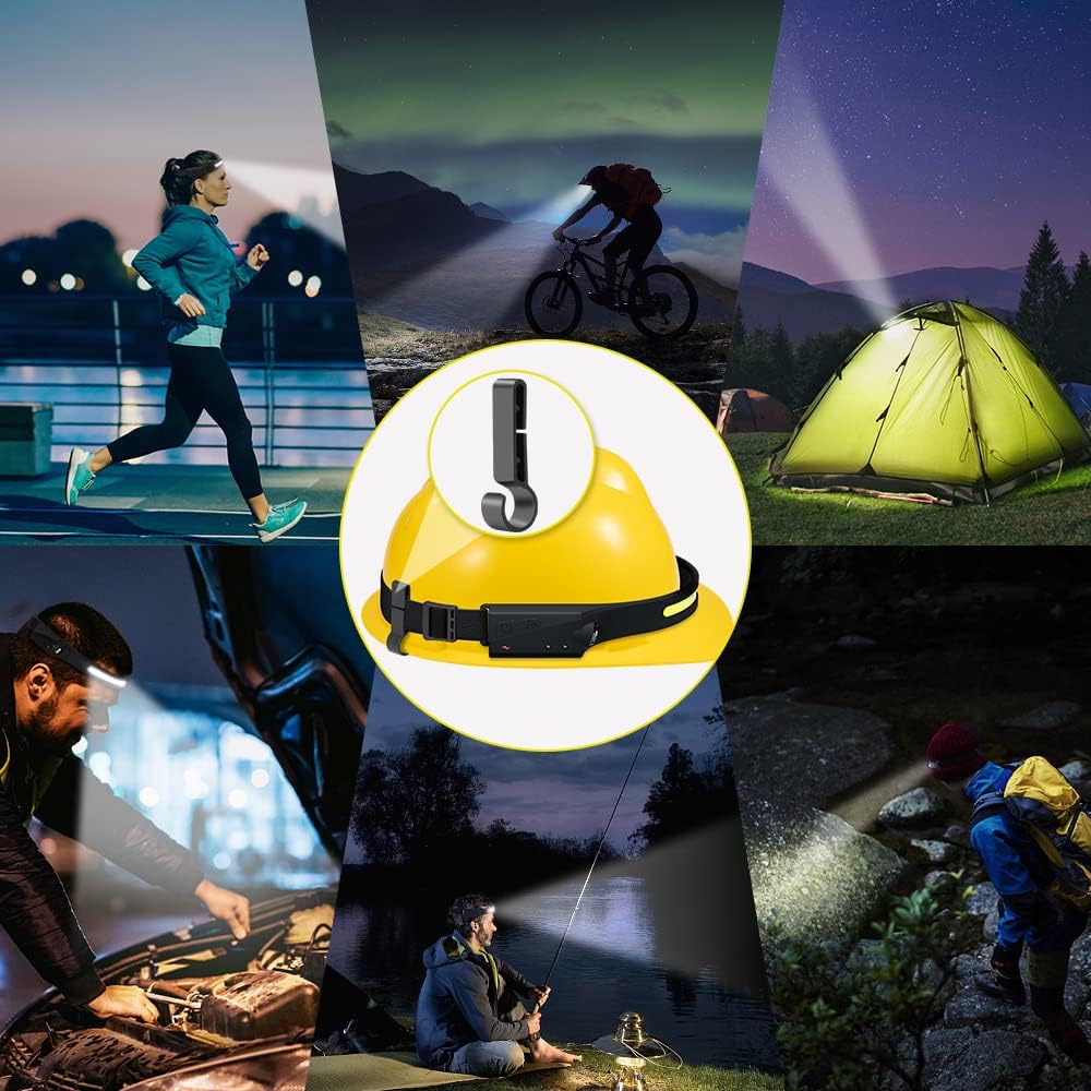 WopkDupk 3PCS Rechargeable Headlamp with 230 Wide Beam and Motion Sensor