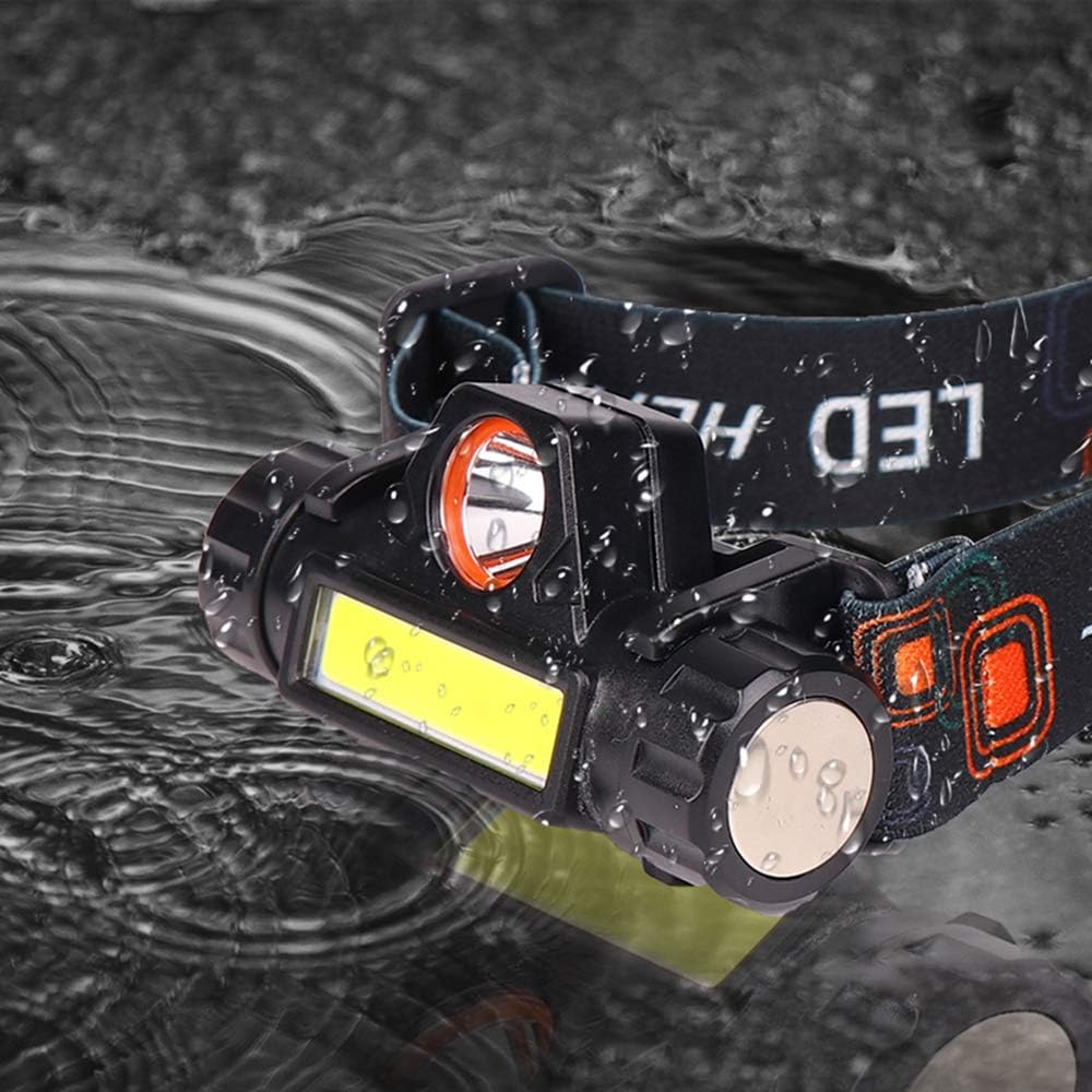 2 Pack Rechargeable Headlight with 2000 Lumens - Adjustable Waterproof Hands-Free