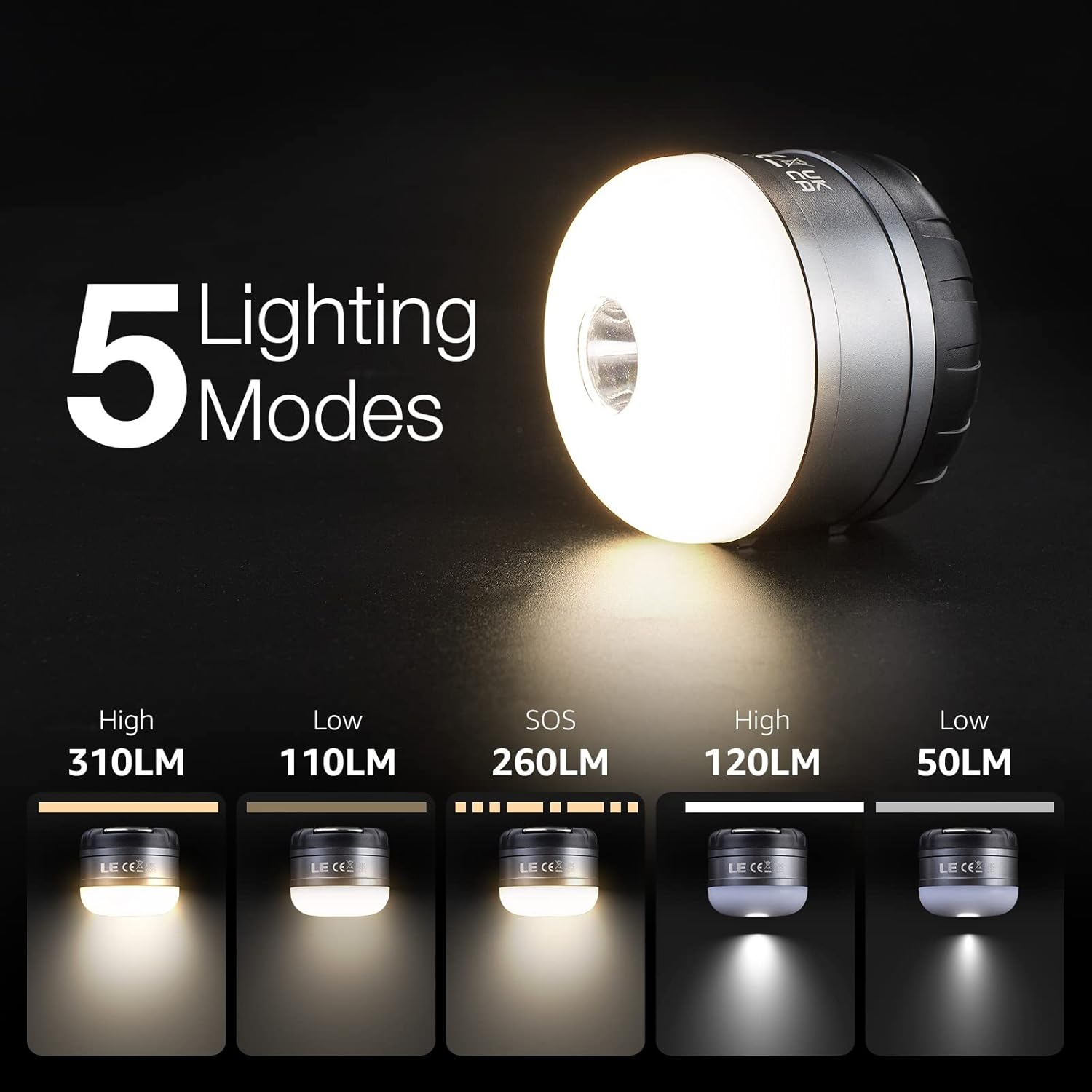 Lighting EVER LE LED Camping Lantern with 5 Modes and Power Bank