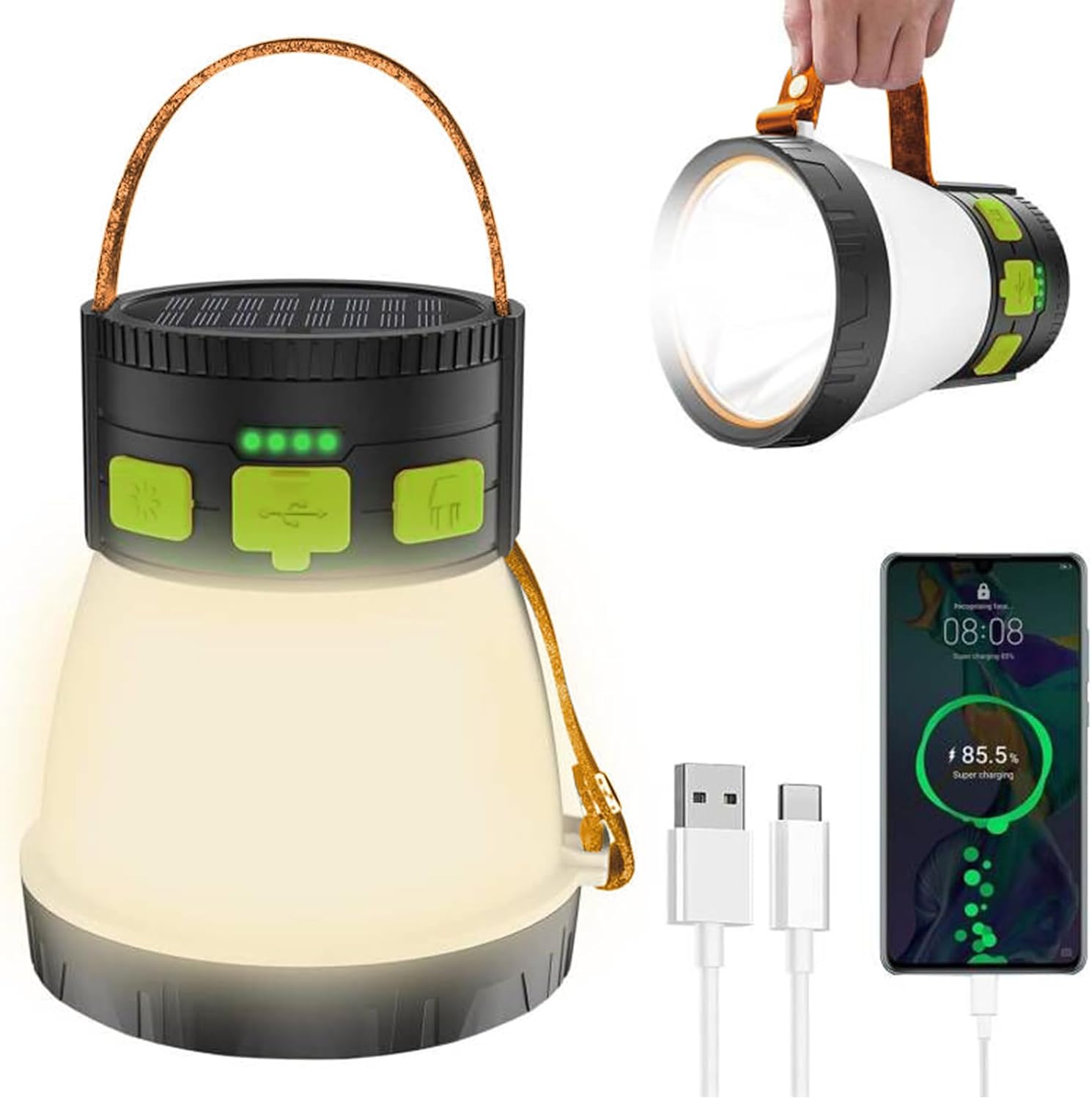 8 Lighting Modes Rechargeable Waterproof Camping Lantern with 7500mAh Battery