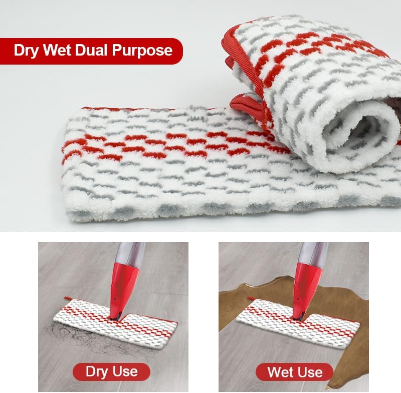 4 Pack Washable Microfiber Refill Spray Mop Pads Red